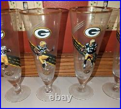 12 MINT COND Different VINTAGE Green Bay Packers Bradford NFL Pilsner Glasses