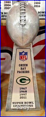 15 Lombardi Style Super Bowl Trophy Green Bay Packers Silver Tone Heavy Resin