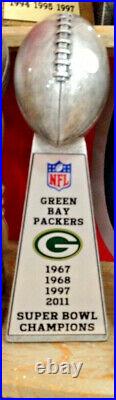 15 Lombardi Style Super Bowl Trophy Green Bay Packers Silver Tone Heavy Resin