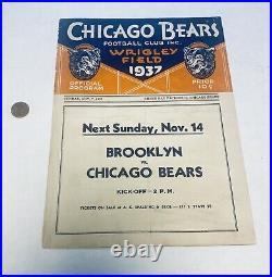 1937 GREEN BAY PACKERS Vs CHICAGO BEARS Rare Program Wrigley Field Pre War HOF