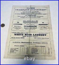 1937 GREEN BAY PACKERS Vs CHICAGO BEARS Rare Program Wrigley Field Pre War HOF