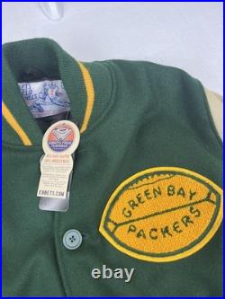 1950's Green Bay Packers Ebbets Field Flannel Jackets Size Small Wool Leather 1950's Green Bay Packers Ebbets Field Flannel Jackets Size Small Wool Leather