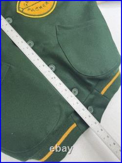 1950's Green Bay Packers Ebbets Field Flannel Jackets Size Small Wool Leather