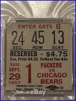 1957 Chicago Bears Green Bay Packers Lambeau Dedication Football Ticket Stub VG