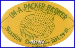 1957 Green Bay Packers Stadium Dedication One Day Event Button Pin Packer Backer