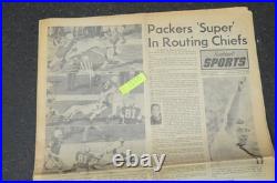 1967 Green Bay Packers Super Bowl Champions Newspaper Bart Star Krammer