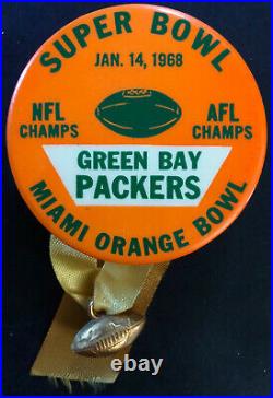 1968 Green Bay Packers NFL AFL Football Super Bowl ll Pinback Button Scarce Vtg