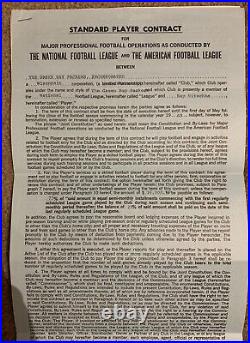 1969 Ray Nitschke Green Bay Packers Player Contract