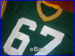 1980s USED VINTAGE GREEN BAY PACKERS DURENE SAND KNIT FOOTBALL JERSEY GAME 52