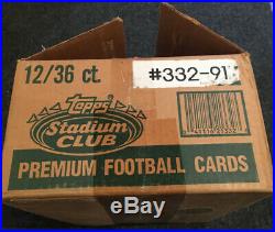 1991 Topps Stadium Club Football Factory 12 Box Case Top Flap Open Favre Rc MINT