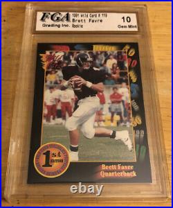 1991 Wild Card Brett Favre Football Card Rookie (RC) #119 Packers Graded FGA 10