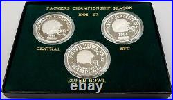 1996-97 Green Bay Packers Championship Season 3 pc. 0.999 Fine Silver Round Set