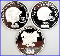 1996-97 Green Bay Packers Championship Season 3 pc. 0.999 Fine Silver Round Set