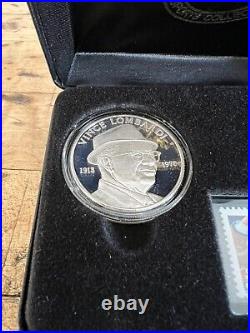 1997 Green Bay Packers Vince Lombardi. 999 Silver Coin and Stamp Set 1478/5000
