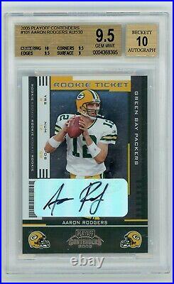 2005 05 Playoff Contenders Aaron Rodgers BGS 9.5 w 10 sub-grade & 10 Auto