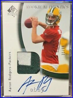 2005 05 SP Authentic Aaron Rodgers Rookie Jersey Patch Auto RPA only 99 made RC