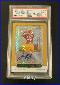 2005 AARON RODGERS Topps Chrome AUTO ROOKIE GOLD XFRACTOR /399 PSA 9 MINT