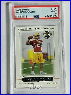 2005 Aaron Rodgers Rookie RC Topps #431 Green Bay Packers PSA Mint 9