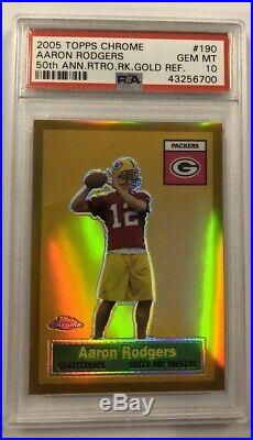 2005 Aaron Rodgers Topps Chrome Gold Refractor RC Non Auto Rookie PSA 10 SSP /50