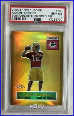 2005 Aaron Rodgers Topps Chrome Gold Refractor RC Non Auto Rookie PSA 10 SSP /50