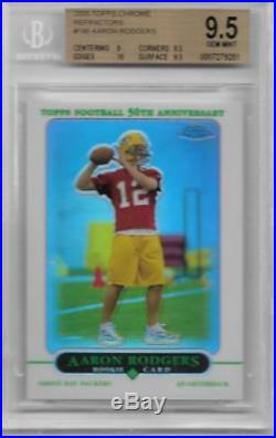 2005 Aaron Rodgers Topps Chrome Refractor RC. BGS 9.5 Gem Mint with10 sub