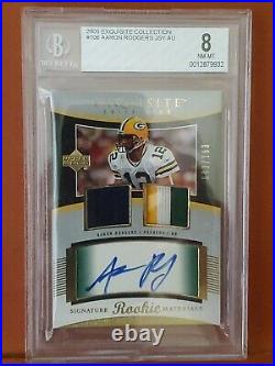 2005 Exquisite Collection #106 Aaron Rodgers RC AUTO JSY / 199 BGS 8