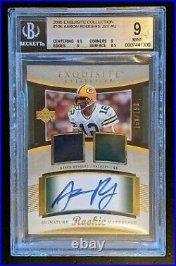 2005 Exquisite Collection Aaron Rodgers Jersey Auto Rookie #106 BGS 9