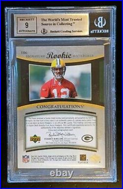 2005 Exquisite Collection Aaron Rodgers Jersey Auto Rookie #106 BGS 9