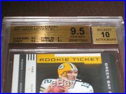 2005 Playoff Contenders #101 Aaron Rodgers Rookie Bgs Grade 9.5 Gem Mint 10 Auto