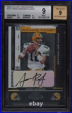 2005 Playoff Contenders Aaron Rodgers Rookie Rc Auto #101 Bgs 9 Mint