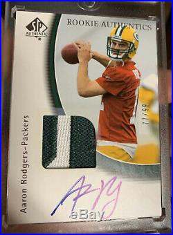 2005 SP Authentic Aaron Rodgers ROOKIE RC AUTO PATCH 77/99 #252