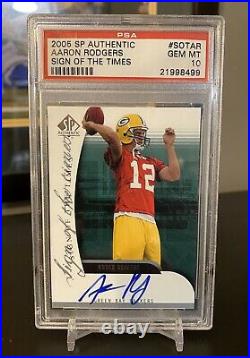 2005 SP Authentic Sign Of Times Aaron Rodgers ROOKIE ON-CARD AUTO PSA 10 RC GEM