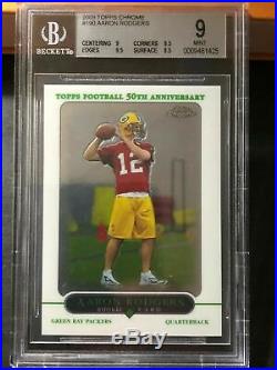 2005 TOPPS CHROME AARON RODGERS ROOKIE CARD BGS 9 MINT With 2 -9.5S PACKERS