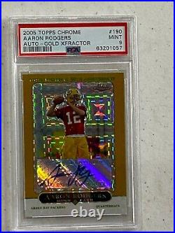 2005 Topps Chrome AARON RODGERS Gold Xfractor #/399 RC Rookie Auto PSA 9 Mint