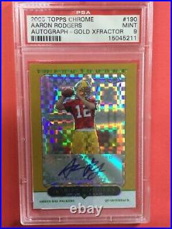 2005 Topps Chrome Aaron Rodgers Auto-Gold Xfractor #190 PSA Mint 9 #011/399