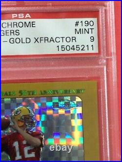 2005 Topps Chrome Aaron Rodgers Auto-Gold Xfractor #190 PSA Mint 9 #011/399