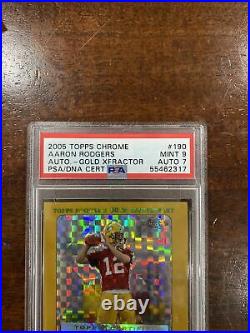 2005 Topps Chrome Aaron Rodgers RC Gold Xfractor Auto PSA 9
