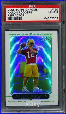 2005 Topps Chrome Aaron Rodgers REFRACTOR Future HOF ROOKIE RC #190 PSA 9 MINT