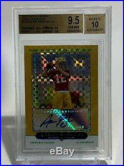 2005 Topps Chrome Aaron Rodgers Rookie Gold X-Fractors #/399 BGS 9.5 Auto 10