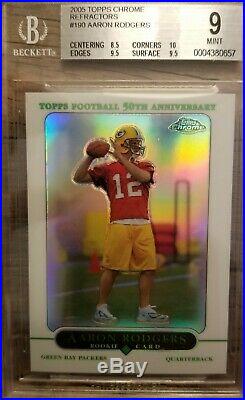 2005 Topps Chrome Aaron Rodgers Rookie Refractor Card BGS 9 (8.5 10 9.5 9.5)
