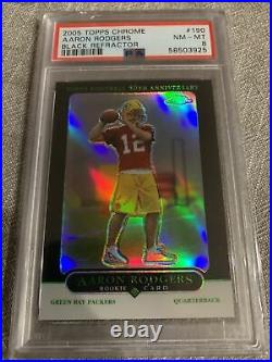 2005 Topps Chrome Black Refractor Aaron Rodgers RC 66/100 #190 PSA 8 NM-MINT