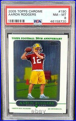 2005 Topps Chrome Packers AARON RODGERS Rookie Card PSA 8 NM-MINT Low Pop