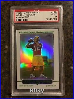 2005 Topps Chrome REFRACTOR #190 Aaron Rodgers Packers RC Rookie PSA 9 MINT