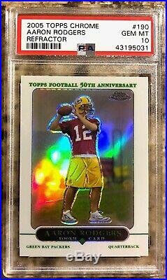 2005 Topps Chrome Refractor Aaron Rodgers Rookie RC PSA 10 POP 12 MVP Packers