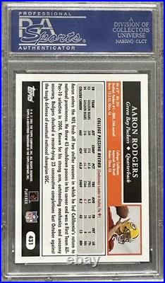 2005 Topps Football Aaron Rodgers #431 Rc Rookie Psa 10 Green Bay Packers