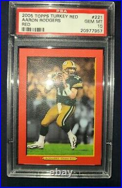 2005 Topps Turkey RED Football Aaron Rodgers Rookie Card #221 PSA 10 Gem Mint RC