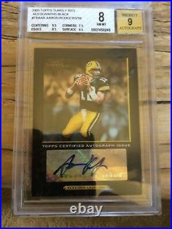 2005 Topps Turkey Red Aaron Rodgers Black 5/10 Bgs 8/9 Auto Rc Packers