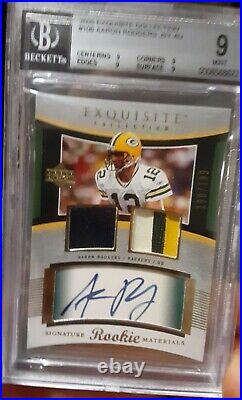 2005 UD Exquisite Aaron Rodgers RPA RC Rookie Jersey Patch /199 BGS 9. Auto 9