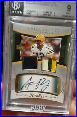 2005 UD Exquisite Aaron Rodgers RPA RC Rookie Jersey Patch /199 BGS 9. Auto 9