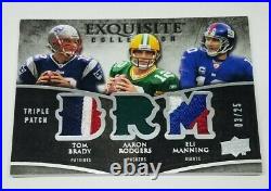 2009 Exquisite Triple Patch Tom Brady/Aaron Rodgers/Manning GU 7 CLR JSY SP/25